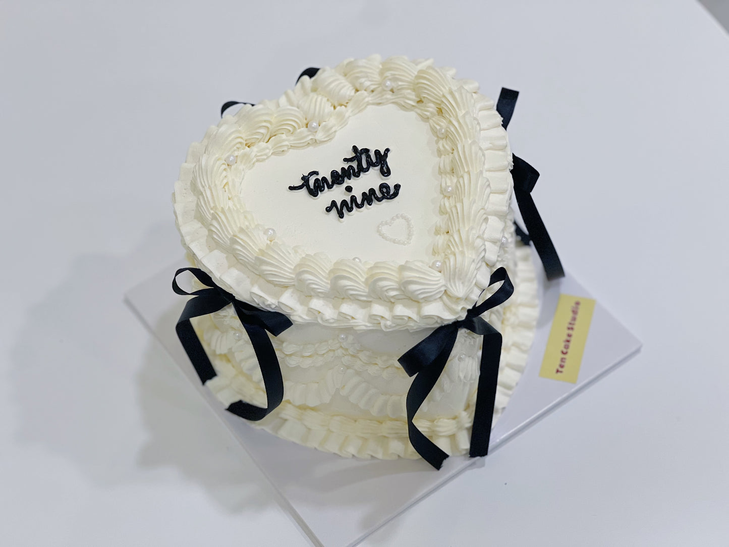 Black Ribbon Heart Cake