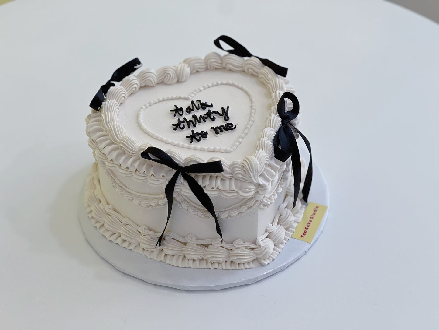 Black Ribbon Heart Cake