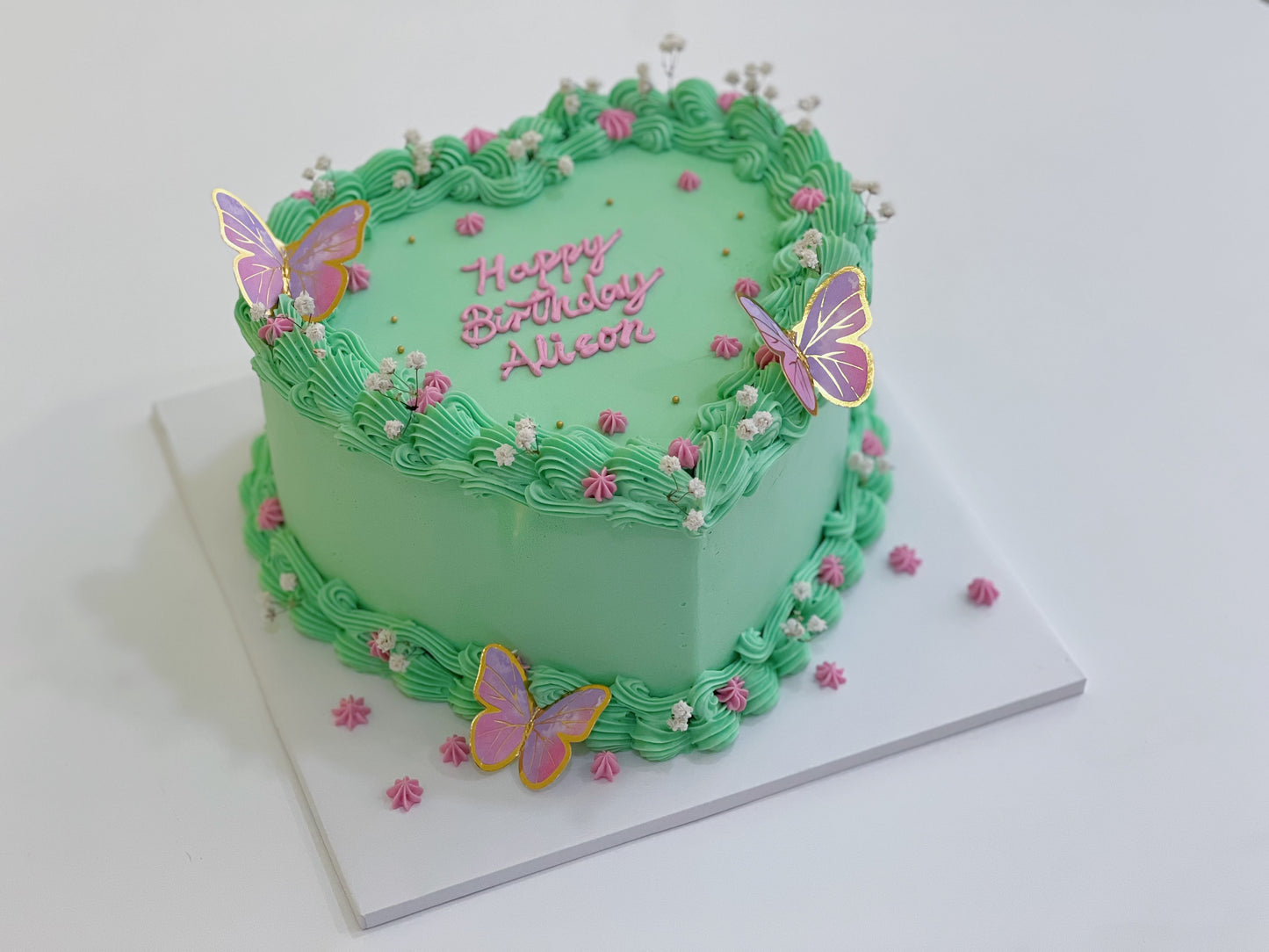 Enchanted Garden Heart Cake