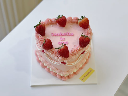 Strawberry Kisses Heart Cake