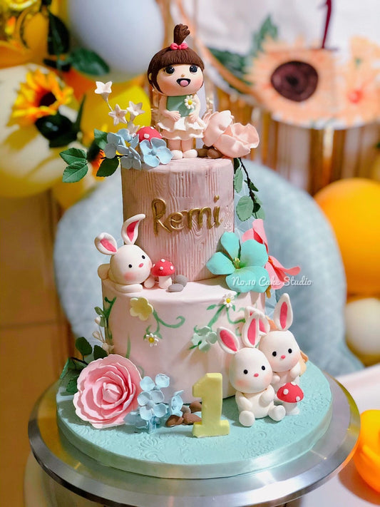 Little Girl and Bunny Cake